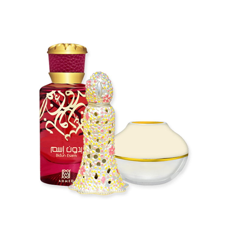 أحمد للعطور بدون اسم مجموعة هدايا - (أو دو برفيوم 50 مل+ زيت عطري 12 مل+ جل)