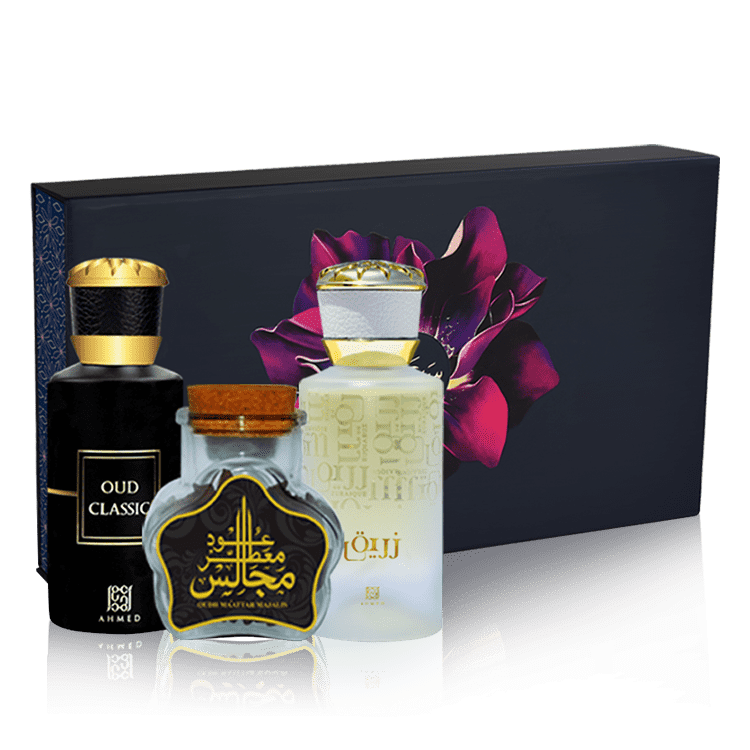 أحمد للعطور مجموعة هدايا سعادة (2 أو دو برفيوم + عود معطر)