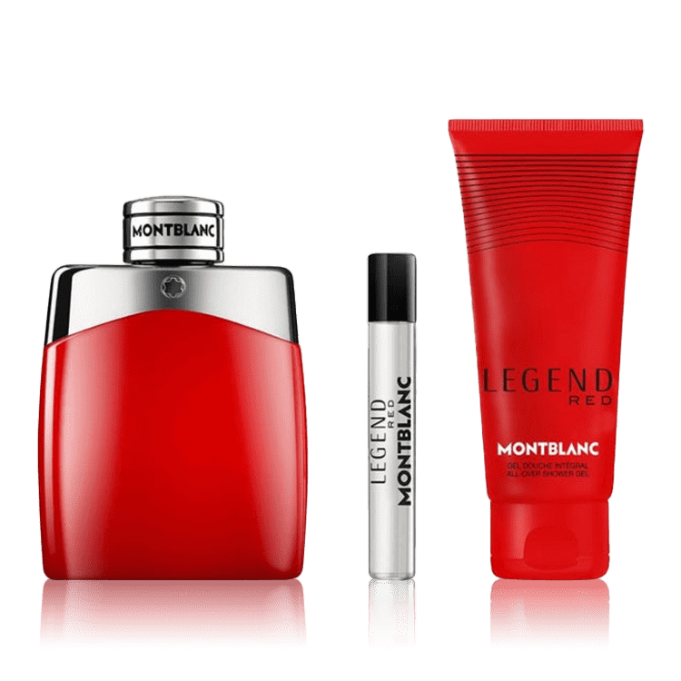 مونت بلانك ليجند ريد مجموعة هدايا (أو دو برفيوم 100 مل + أو دو برفيوم 7.5 مل + جل استحمام 100 مل)