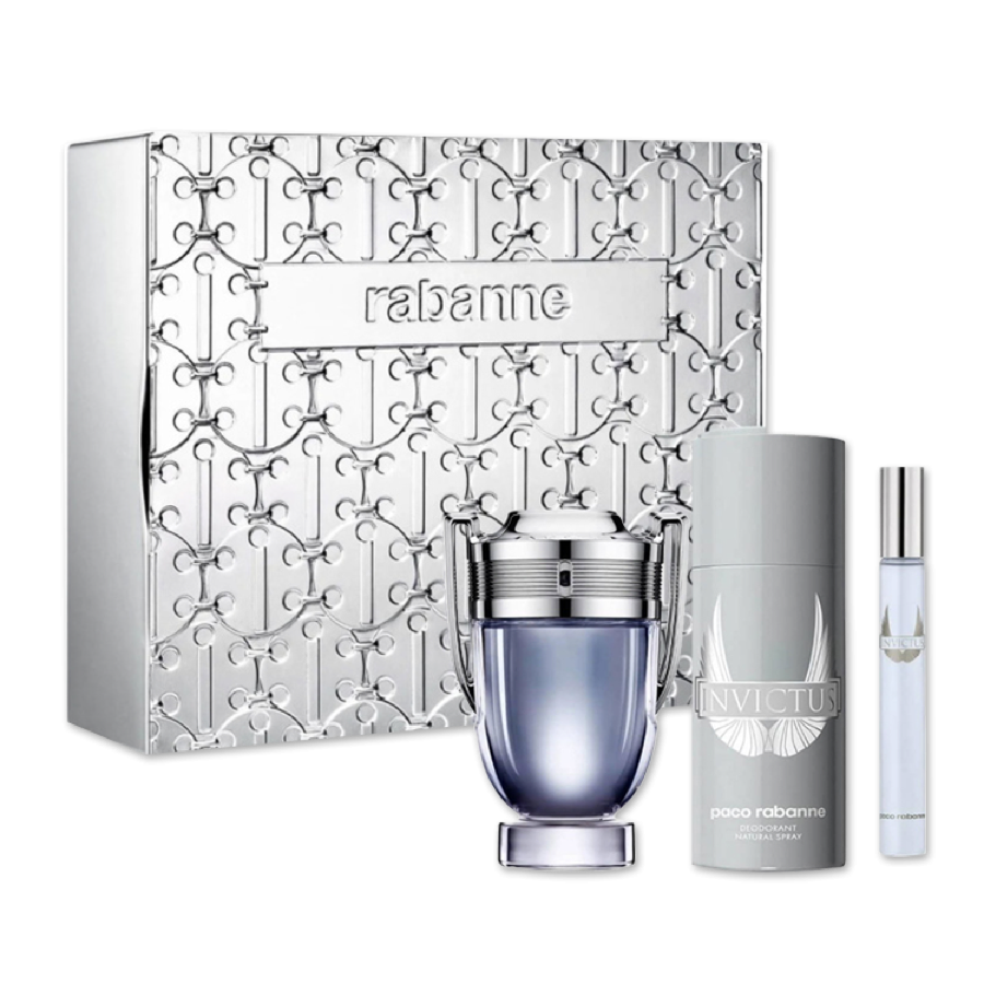 رابان إنفيكتوس هدايا عطور - (أو دو برفيوم 100 مل + أو دو برفيوم 10 مل + بخاخ مزيل للعرق 150 مل)